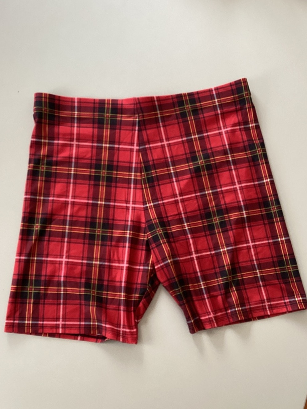 Hot Topic Red Plaid Stretch with Black & Yellow Accents